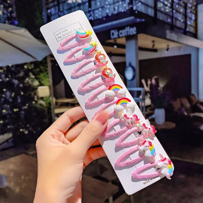 10 tk/komplekt Tüdrukutele Armsad Multifilmid Ükssarvik Vikerkaar Lilled Juukseklambrid Lastele Armsad Juuksed Kaunistus Tuuk Juuksenõel Tangid Juukseaksessuaarid