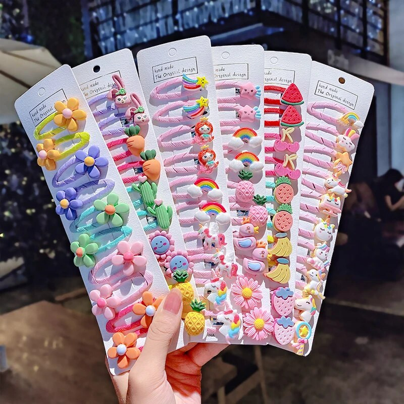 10 tk/komplekt Tüdrukutele Armsad Multifilmid Ükssarvik Vikerkaar Lilled Juukseklambrid Lastele Armsad Juuksed Kaunistus Tuuk Juuksenõel Tangid Juukseaksessuaarid