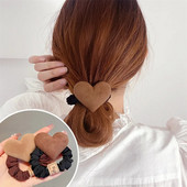 Cafea culoare inimă suspendată frânghie de păr fetiță drăguță bowknot chingi de păr elastice din cauciuc accesorii de păr pentru femei