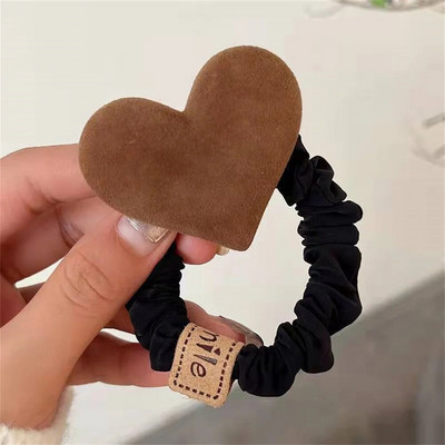 Cafea culoare inimă suspendată frânghie de păr fetiță drăguță bowknot chingi de păr elastice din cauciuc accesorii de păr pentru femei