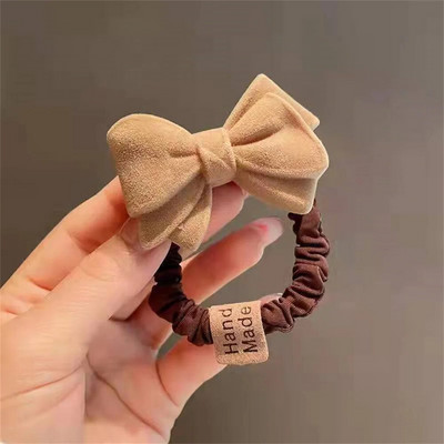 Cafea culoare inimă suspendată frânghie de păr fetiță drăguță bowknot chingi de păr elastice din cauciuc accesorii de păr pentru femei