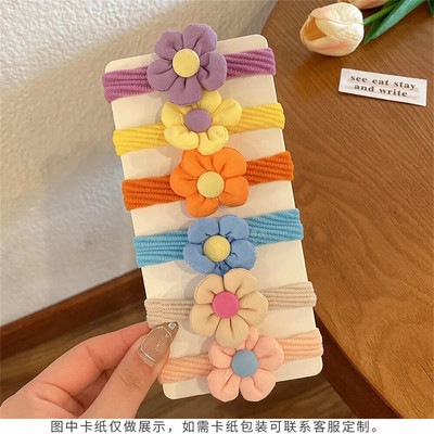 [Σετ 6 τεμαχίων] Παιδικό λαστιχάκι γυναικείο ελαστικό κοριτσάκι Μωρό φιόγκο λουλούδι κεφαλή σχοινί αξεσουάρ δαχτυλιδιών μαλλιών Χονδρική