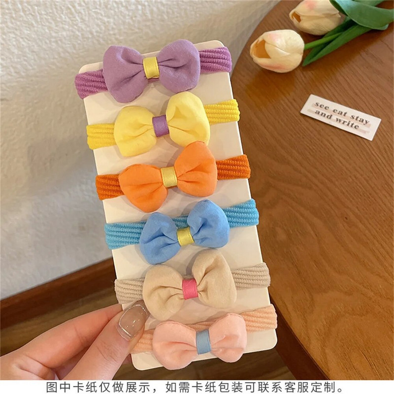 [Σετ 6 τεμαχίων] Παιδικό λαστιχάκι γυναικείο ελαστικό κοριτσάκι Μωρό φιόγκο λουλούδι κεφαλή σχοινί αξεσουάρ δαχτυλιδιών μαλλιών Χονδρική