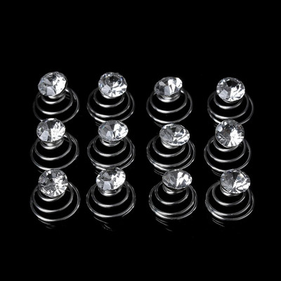 12 buc. Cristal de mireasă, floare de perlă, agrafe de păr cu răsucire în spirală, agrafe, bijuterii de nuntă, accesorii de coafură pentru femei