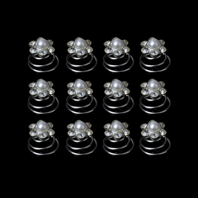 12 buc. Cristal de mireasă, floare de perlă, agrafe de păr cu răsucire în spirală, agrafe, bijuterii de nuntă, accesorii de coafură pentru femei