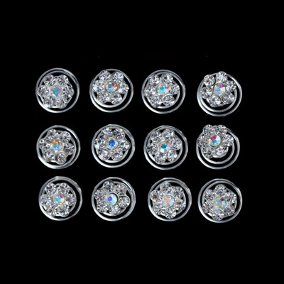 12 buc. Cristal de mireasă, floare de perlă, agrafe de păr cu răsucire în spirală, agrafe, bijuterii de nuntă, accesorii de coafură pentru femei