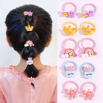 10PCS/Комплект Сладко анимационно цвете Животно Малки еластични ленти за коса за момичета Конска опашка Дръжте Прекрасен ластик Детски аксесоари за коса