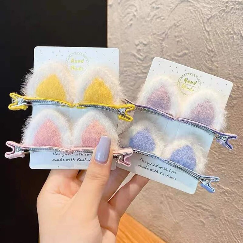 Jaunas plīša kaķu ausis matu sprādzes meitenes jaukas matu sprādzes matu aksesuāri sievietēm, saldas skapītes bērniem modes rotājumi dāvana