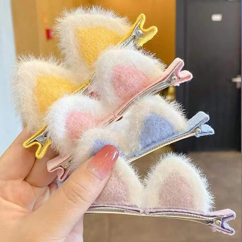 Jaunas plīša kaķu ausis matu sprādzes meitenes jaukas matu sprādzes matu aksesuāri sievietēm, saldas skapītes bērniem modes rotājumi dāvana