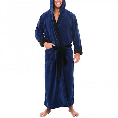 Vīriešu mīksts silts koraļļu vilnas krāsas bloks kabatas garš peldmētelis mājas kleita guļamveļa rudens ziemas mājas apģērbs