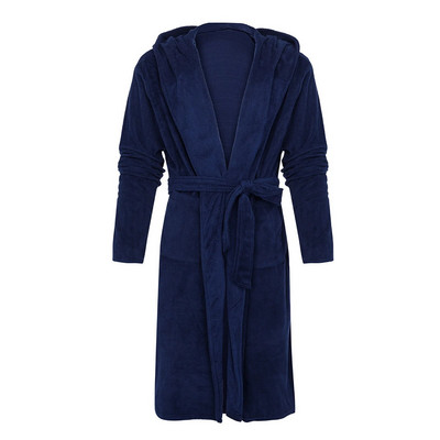 Cămașă de noapte pentru bărbați, confortabil, moale, fleece coral, halat de baie lung, cu șireturi, până la gleznă, halat de baie pentru bărbați pentru viața de zi cu zi