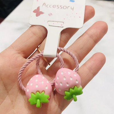 2tk Säravad maasikad Juukseaksessuaarid Lastele Kummipaelad Scrunchid Elastsed Juuksepaelad Tüdrukutele Peapael Kaunistused Lipsud Kumm