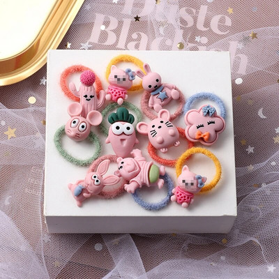 10 bucăți/set fete benzi drăguțe pentru păr, banda elastică de cauciuc, accesorii pentru păr pentru copii, animale din desene animate, bentiță, ornamente, cadou
