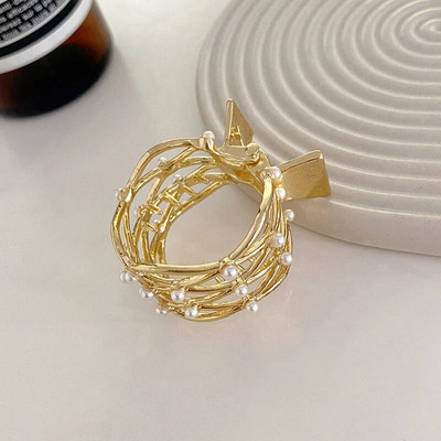 2022. gada jauns Pērļu Rhinestone Hair Claws Meitenes ar augstu zirgaste klips Fiksēta matadata Claw Clip Advanced Sense Matu aksesuāri Galvassegas