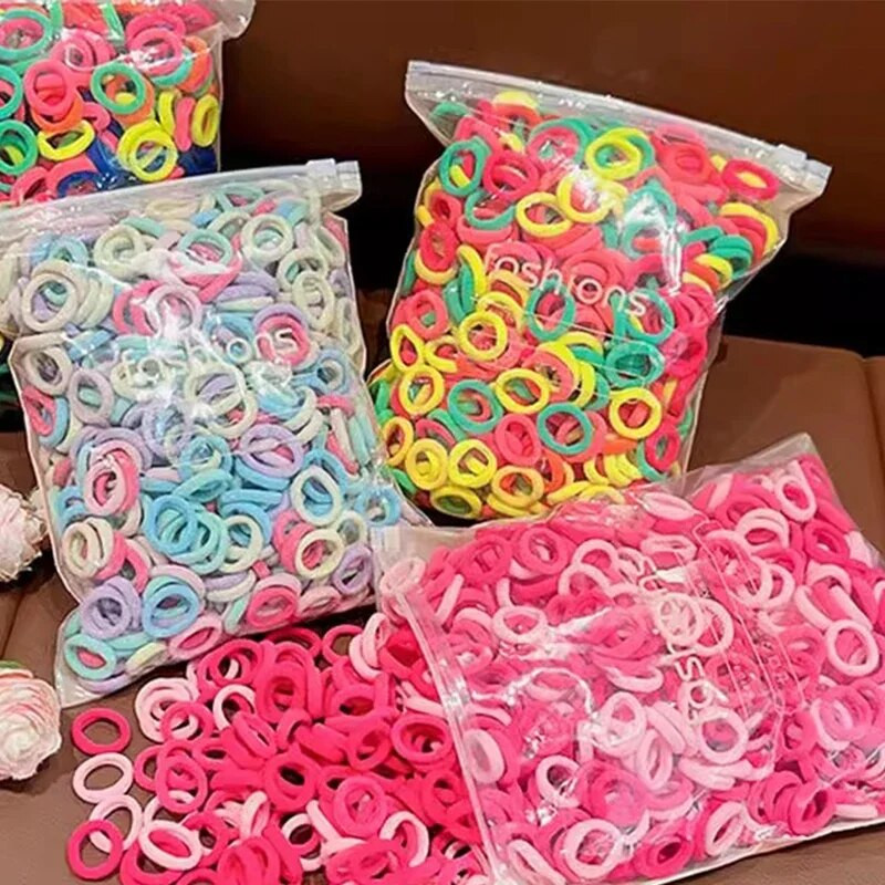 100/200/300 gab korejiešu INS stila krāsainas neilona elastīgās matu lentes zirgaste, turēt matu kaklasaites gumijas lentes Scrunchie matu aksesuāri