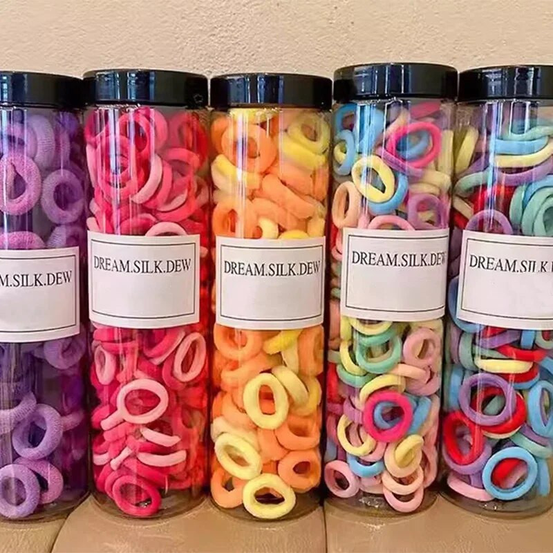 100/200/300 gab korejiešu INS stila krāsainas neilona elastīgās matu lentes zirgaste, turēt matu kaklasaites gumijas lentes Scrunchie matu aksesuāri