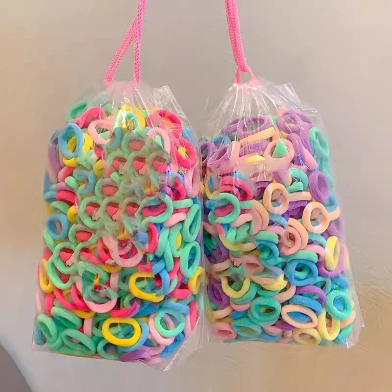 100/200/300 gab korejiešu INS stila krāsainas neilona elastīgās matu lentes zirgaste, turēt matu kaklasaites gumijas lentes Scrunchie matu aksesuāri