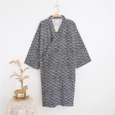 2024 Noua Robă de bumbac din tifon 100% bumbac pentru bărbați, pijamale japoneze Yukata, lejer, subțire, cu glugă, halat de baie, halat de baie
