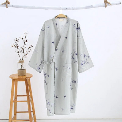 2024 Noua Robă de bumbac din tifon 100% bumbac pentru bărbați, pijamale japoneze Yukata, lejer, subțire, cu glugă, halat de baie, halat de baie