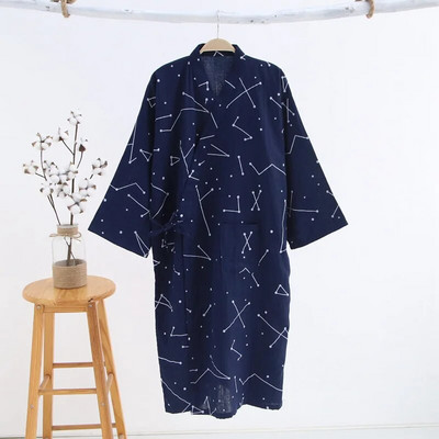 2024 Noua Robă de bumbac din tifon 100% bumbac pentru bărbați, pijamale japoneze Yukata, lejer, subțire, cu glugă, halat de baie, halat de baie