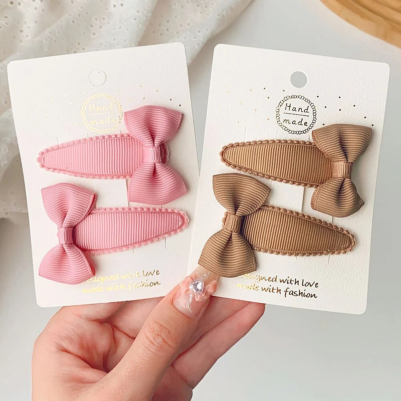 2Gb Bow Ziedi Matu sprādzes Meitenei Jauki Matu Lentes Bērniem Matu Aksesuāri Roku darbs Audums Galvassegas Matadatas Barrettes Galvassegas Dāvana