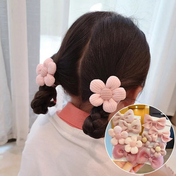 Моден бантик 10 бр./компл. ластик за бебешки момичета плат цвете лък не наранява косата сладък ластик конска опашка