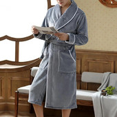 Bărbați Home Haine Pijamale Culoare uni Design de buzunar Halat de baie pentru cuplu Lenjerie de noapte de iarnă Robe de baie pentru bărbați Cămașă de noapte