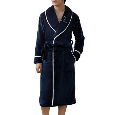 Bărbați Home Haine Pijamale Culoare uni Design de buzunar Halat de baie pentru cuplu Lenjerie de noapte de iarnă Robe de baie pentru bărbați Cămașă de noapte