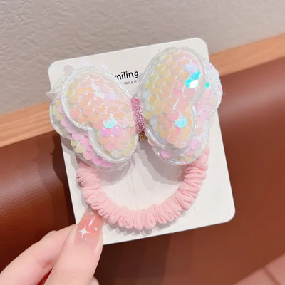 1 gab. Jauns jauks vizulis tauriņš meitenēm bērniem zirgaste elastīgās matu lentes bērniem matu saites Princeses matu aksesuāri mazuļu galvassegas