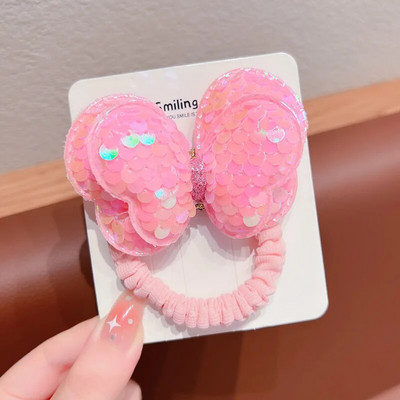 1 gab. Jauns jauks vizulis tauriņš meitenēm bērniem zirgaste elastīgās matu lentes bērniem matu saites Princeses matu aksesuāri mazuļu galvassegas