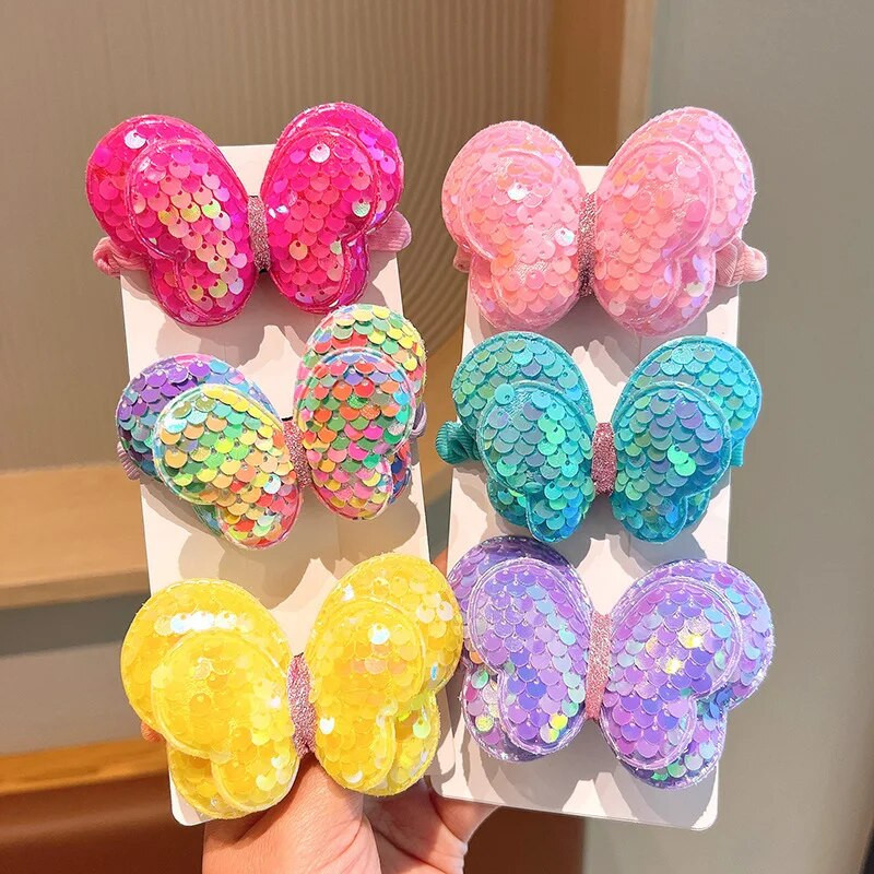 1 gab. Jauns jauks vizulis tauriņš meitenēm bērniem zirgaste elastīgās matu lentes bērniem matu saites Princeses matu aksesuāri mazuļu galvassegas