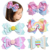Sweet Mermaid Bows Matu sprādzes meitenēm Mirdzoši Bowknot Matu sprādzes Roku darbs Boutique Barrettes Galvassegas Matu Aksesuāri
