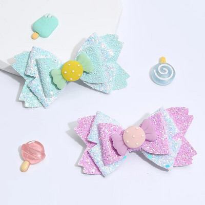 Sweet Mermaid Bows Matu sprādzes meitenēm Mirdzoši Bowknot Matu sprādzes Roku darbs Boutique Barrettes Galvassegas Matu Aksesuāri