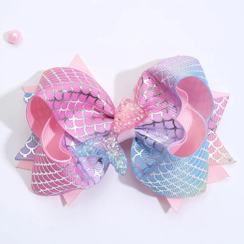 Sweet Mermaid Bows Matu sprādzes meitenēm Mirdzoši Bowknot Matu sprādzes Roku darbs Boutique Barrettes Galvassegas Matu Aksesuāri