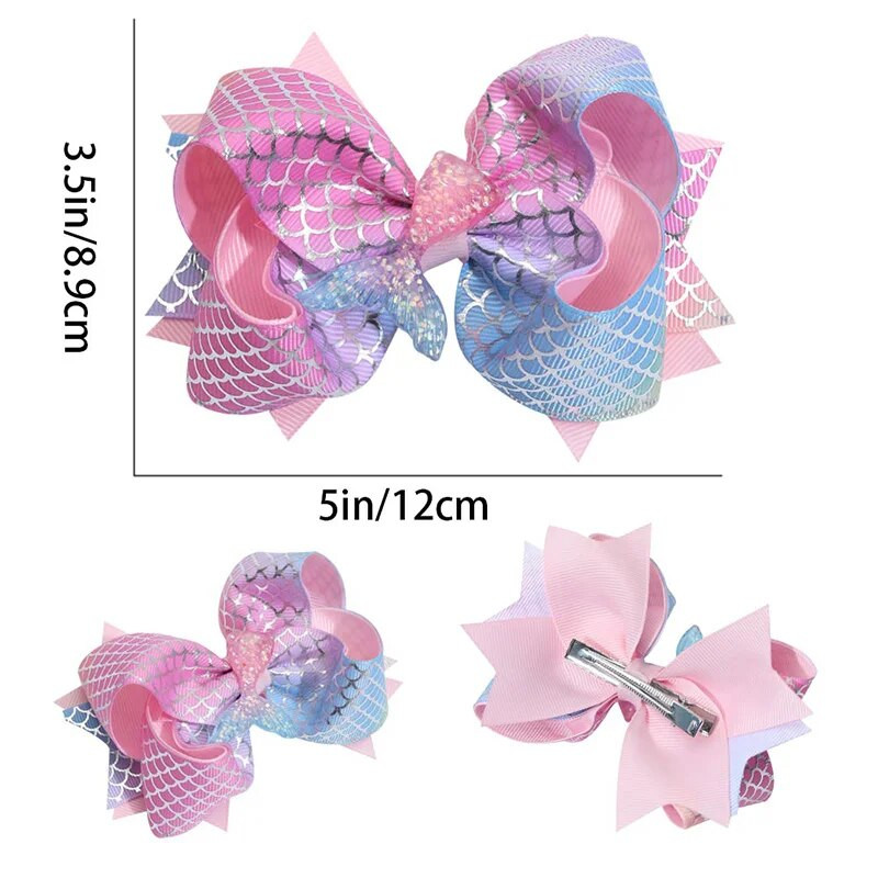 Sweet Mermaid Bows Matu sprādzes meitenēm Mirdzoši Bowknot Matu sprādzes Roku darbs Boutique Barrettes Galvassegas Matu Aksesuāri