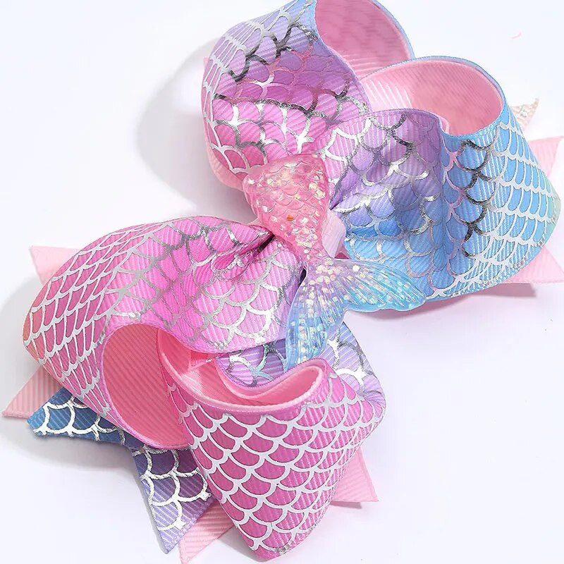 Sweet Mermaid Bows Matu sprādzes meitenēm Mirdzoši Bowknot Matu sprādzes Roku darbs Boutique Barrettes Galvassegas Matu Aksesuāri