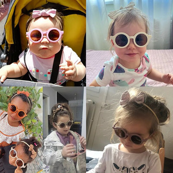 2 бр./компл. нови бебешки момичета, сладки, едноцветни, памучни панделки, кръгли комплект слънчеви очила, детски слънчеви очила, детски аксесоари за коса