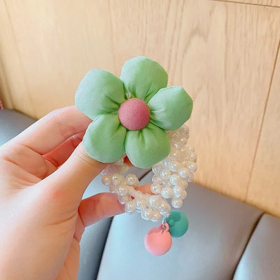 1Gb Pērļu kroņprinceses matu kaklasaites Meiteņu mode Jauki bērnu elastīgās matu lentes Matu aksesuāri jauka dāvana bērniem