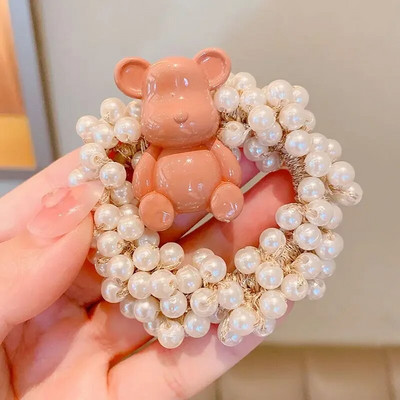 1Gb Pērļu kroņprinceses matu kaklasaites Meiteņu mode Jauki bērnu elastīgās matu lentes Matu aksesuāri jauka dāvana bērniem