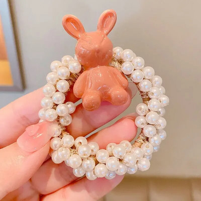 1Gb Pērļu kroņprinceses matu kaklasaites Meiteņu mode Jauki bērnu elastīgās matu lentes Matu aksesuāri jauka dāvana bērniem