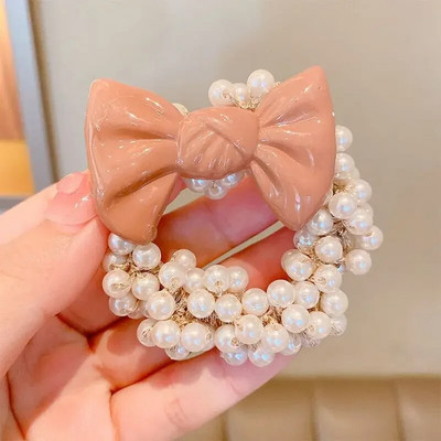 1Gb Pērļu kroņprinceses matu kaklasaites Meiteņu mode Jauki bērnu elastīgās matu lentes Matu aksesuāri jauka dāvana bērniem