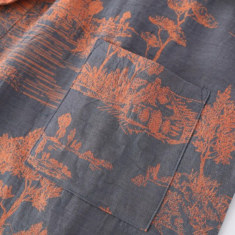 Vīriešu pidžamas halāti ar jostas kokvilnas apdruku, peldmētelis ar trīs ceturtdaļām piedurknēm pavasarim un vasarai, gara stila kimono peldmētelis