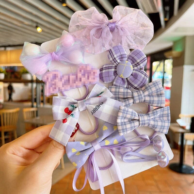 [10-daļīgs komplekts] Bērnu gumijas lente, elastīga, laba puķe, mazuļa matu gredzens mazai meitenei, sietiņš, loks, galva, virve vairumtirdzniecība