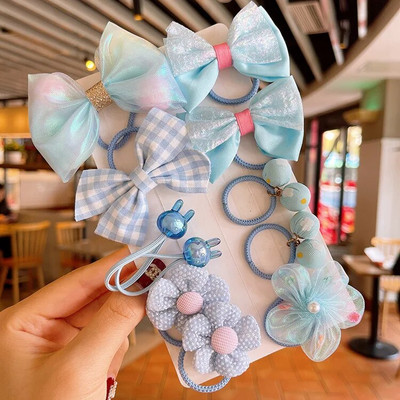 [10-daļīgs komplekts] Bērnu gumijas lente, elastīga, laba puķe, mazuļa matu gredzens mazai meitenei, sietiņš, loks, galva, virve vairumtirdzniecība