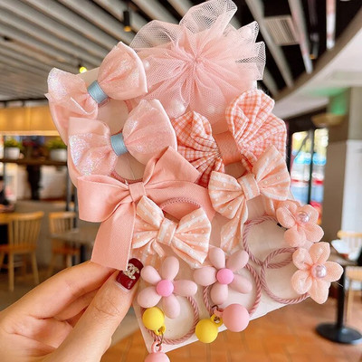 [10-daļīgs komplekts] Bērnu gumijas lente, elastīga, laba puķe, mazuļa matu gredzens mazai meitenei, sietiņš, loks, galva, virve vairumtirdzniecība