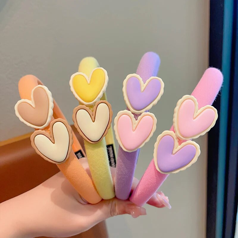 Meiteņu mazuļi jaukas konfektes Krāsainas multfilmas Sirds Ornaments Galvassaites Bērniem Jauki Neslīdoši Matu Stīpas Bērni Saldi Matu Aksesuāri