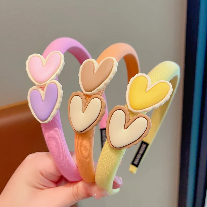 Meiteņu mazuļi jaukas konfektes Krāsainas multfilmas Sirds Ornaments Galvassaites Bērniem Jauki Neslīdoši Matu Stīpas Bērni Saldi Matu Aksesuāri