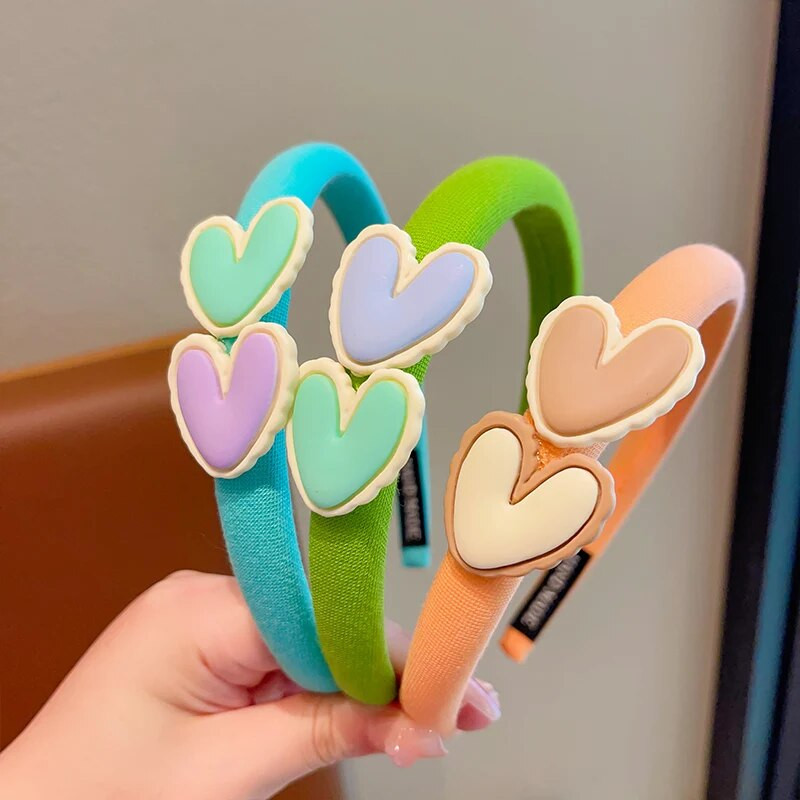 Meiteņu mazuļi jaukas konfektes Krāsainas multfilmas Sirds Ornaments Galvassaites Bērniem Jauki Neslīdoši Matu Stīpas Bērni Saldi Matu Aksesuāri