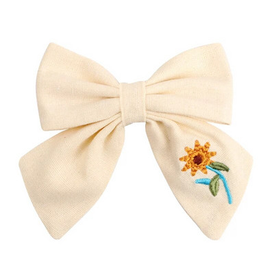Agrafe de păr brodate pentru fete dulci, floare de margaretă, agrafe de păr, fundite de păr, ornamente, accesorii pentru păr pentru copii