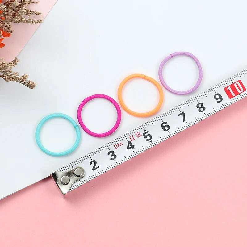 100 vnt / rinkinys Mergaičių plaukų žiedas vaikiškas arklio uodega Elastinė guminė plaukų juosta Plaukų aksesuarai mergaičių galvos juosta Scrunchie galvos apdangalo rinkinys